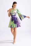 Buy_Saaksha & Kinni_Purple Habutai Printed Daisy One-shoulder Mischa Orchid Dress _at_Aza_Fashions