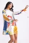 Saaksha & Kinni_Multi Color Cambric Printed Trible Round Nova Shift Dress _Online_at_Aza_Fashions