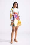 Buy_Saaksha & Kinni_Multi Color Cambric Printed Trible Round Nova Shift Dress _at_Aza_Fashions