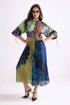 Buy_Saaksha & Kinni_Multi Color Cotton Silk Printed Daisy Round Sonam Midi Dress _at_Aza_Fashions