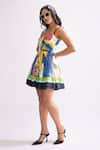 Shop_Saaksha & Kinni_Multi Color Habutai Printed Trible Sweetheart Ballerina Tribal Flared Dress _Online_at_Aza_Fashions