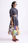 Saaksha & Kinni_Black Cambric Printed Trible Nikki Skirt _Online_at_Aza_Fashions