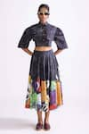 Buy_Saaksha & Kinni_Black Cambric Printed Trible Nikki Skirt _at_Aza_Fashions