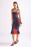 Buy_Saaksha & Kinni_Red Cotton Silk Print Daisy Square Sage Bodycon Dress _Online_at_Aza_Fashions