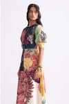 Saaksha & Kinni_Multi Color Cambric Print Daisy Round A-line Dress _Online_at_Aza_Fashions