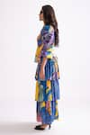 Buy_Saaksha & Kinni_Blue Cambric Print Tribal High Neck Adalynn Tiered Dress _Online_at_Aza_Fashions