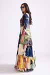 Buy_Saaksha & Kinni_Multi Color Organza Print Daisy Magnolia Tiered Cape _Online_at_Aza_Fashions