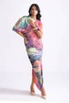 Buy_Saaksha & Kinni_Multi Color Habutai Print Daisy Round Kai Kaftan Style Dress _at_Aza_Fashions