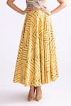 Buy_Saaksha & Kinni_Yellow Cambric Print Chevron Luna Flared Skirt _Online_at_Aza_Fashions