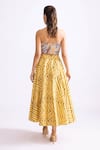 Shop_Saaksha & Kinni_Yellow Cambric Print Chevron Luna Flared Skirt _at_Aza_Fashions