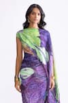 Buy_Saaksha & Kinni_Green Florence Satin Print Daisy Closed Kathy Asymmetric Dress _Online_at_Aza_Fashions