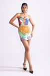 Buy_Saaksha & Kinni_Multi Color Poplin Print Tribal Sweetheart Mimi Strapless Dress _at_Aza_Fashions