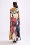 Shop_Saaksha & Kinni_Multi Color Chiffon Printed Daisy Asymmetric Madeline Tiered Dress _at_Aza_Fashions