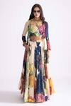 Buy_Saaksha & Kinni_Multi Color Chanderi Printed Daisy Magnolia Lehenga _at_Aza_Fashions