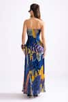 Shop_Saaksha & Kinni_Blue Chiffon Printed Tribal Straight Neck Jennifer Dress _at_Aza_Fashions