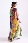 Shop_Saaksha & Kinni_Multi Color Chiffon Printed Daisy Open Dolly Cape _at_Aza_Fashions