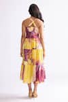 Shop_Saaksha & Kinni_Yellow Cambric Printed Daisy Sweetheart Lola Tiered Dress _at_Aza_Fashions