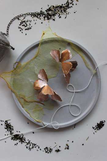 Shop_Heena Mittal_Rose Gold Orchidea Fiore Textured Petal Earrings _at_Aza_Fashions