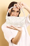 Shop_Born Flash_Silver Pearl Luxuria Bloom Embellished Handbag _at_Aza_Fashions