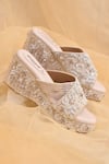 Buy_AROUND ALWAYS_Ivory Bead Savera Sequin Embroidered Wedges _at_Aza_Fashions