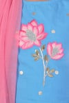 Buy_LIL DRAMA_Blue Blouse And Lehenga 100% Cotton Printed Flower Floral Set _Online_at_Aza_Fashions