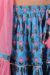 Shop_LIL DRAMA_Blue Blouse And Lehenga 100% Cotton Printed Flower Floral Set _Online_at_Aza_Fashions