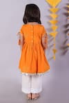 Shop_LIL DRAMA_Orange Kurta Cambric (100% Cotton) Embroidered Janmashtami With Pyjama Pant _at_Aza_Fashions