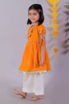 LIL DRAMA_Orange Kurta Cambric (100% Cotton) Embroidered Janmashtami With Pyjama Pant _Online_at_Aza_Fashions