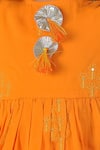 Buy_LIL DRAMA_Orange Kurta Cambric (100% Cotton) Embroidered Janmashtami With Pyjama Pant _Online_at_Aza_Fashions