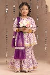 Buy_LIL DRAMA_Purple Kurta And Sharara 100% Cotton Printed Floral Set _at_Aza_Fashions