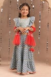 Buy_LIL DRAMA_Grey Blouse And Lehenga 100% Cotton Printed Floral Set _at_Aza_Fashions