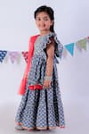 LIL DRAMA_Grey Blouse And Lehenga 100% Cotton Printed Floral Set _Online_at_Aza_Fashions