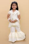 Buy_LIL DRAMA_White Cotton Embroidery Stripe Kurta And Sharara Set _at_Aza_Fashions