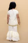 Shop_LIL DRAMA_White Cotton Embroidery Stripe Kurta And Sharara Set _at_Aza_Fashions