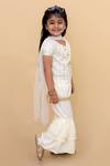 Buy_LIL DRAMA_White Cotton Embroidery Stripe Kurta And Sharara Set _Online_at_Aza_Fashions