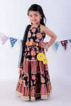 LIL DRAMA_Black Blouse And Lehenga 100% Cotton Printed Floral Set _Online_at_Aza_Fashions