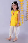 LIL DRAMA_Yellow Kurta Mull Embroidered Resham Thread Janmashtami With Dhoti Pant _Online_at_Aza_Fashions