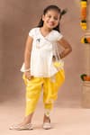 Buy_LIL DRAMA_White Kurta And Dhoti Cambric (100% Cotton) Janmashtami With Tie & Pant _at_Aza_Fashions