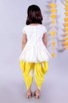 Shop_LIL DRAMA_White Kurta And Dhoti Cambric (100% Cotton) Janmashtami With Tie & Pant _at_Aza_Fashions