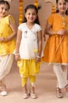 LIL DRAMA_White Kurta And Dhoti Cambric (100% Cotton) Janmashtami With Tie & Pant _at_Aza_Fashions