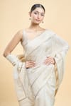 Shop_Samyukta Singhania_Beige Tissue Embroidery Sequin Border Saree _Online_at_Aza_Fashions