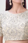 Shop_Samyukta Singhania_Cream Net Embroidery Sequin Round Saree Blouse _Online_at_Aza_Fashions