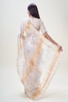 Shop_Samyukta Singhania_Off White Saree Tissue Woven Stripe Round With Blouse _at_Aza_Fashions