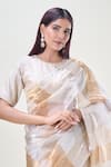 Buy_Samyukta Singhania_Off White Saree Tissue Woven Stripe Round With Blouse _Online_at_Aza_Fashions