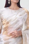 Shop_Samyukta Singhania_Off White Saree Tissue Woven Stripe Round With Blouse _Online_at_Aza_Fashions