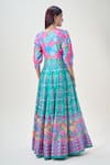 Shop_Samyukta Singhania_Blue Doll Silk Print Floral Round Bloom Anarkali With Dupatta _at_Aza_Fashions