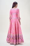 Shop_Samyukta Singhania_Pink Doll Silk Print Floral V Neck Abstract Anarkali With Dupatta _at_Aza_Fashions