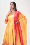 Buy_Samyukta Singhania_Yellow Doll Silk Print Floral V Neck Ombre Anarkali With Dupatta 