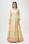 Samyukta Singhania_Yellow Doll Silk Print Floral Round Flower Butti Garden Anarkali With Dupatta _Online_at_Aza_Fashions