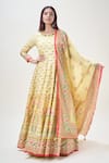 Buy_Samyukta Singhania_Yellow Doll Silk Print Floral Round Flower Butti Garden Anarkali With Dupatta _Online_at_Aza_Fashions